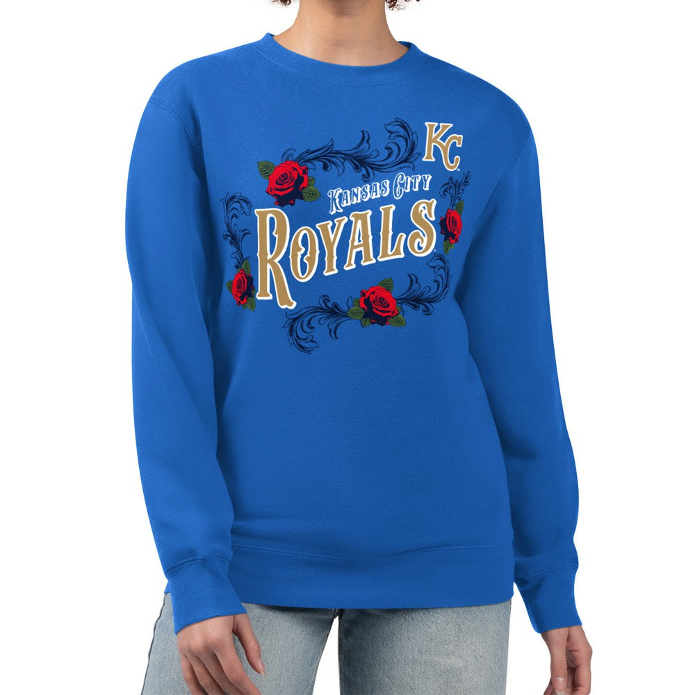 Kansas City Royals G-III 4Her by Carl Banks Women's Retro Roses Fleece Pullover Sweatshirt - MLB Pullover