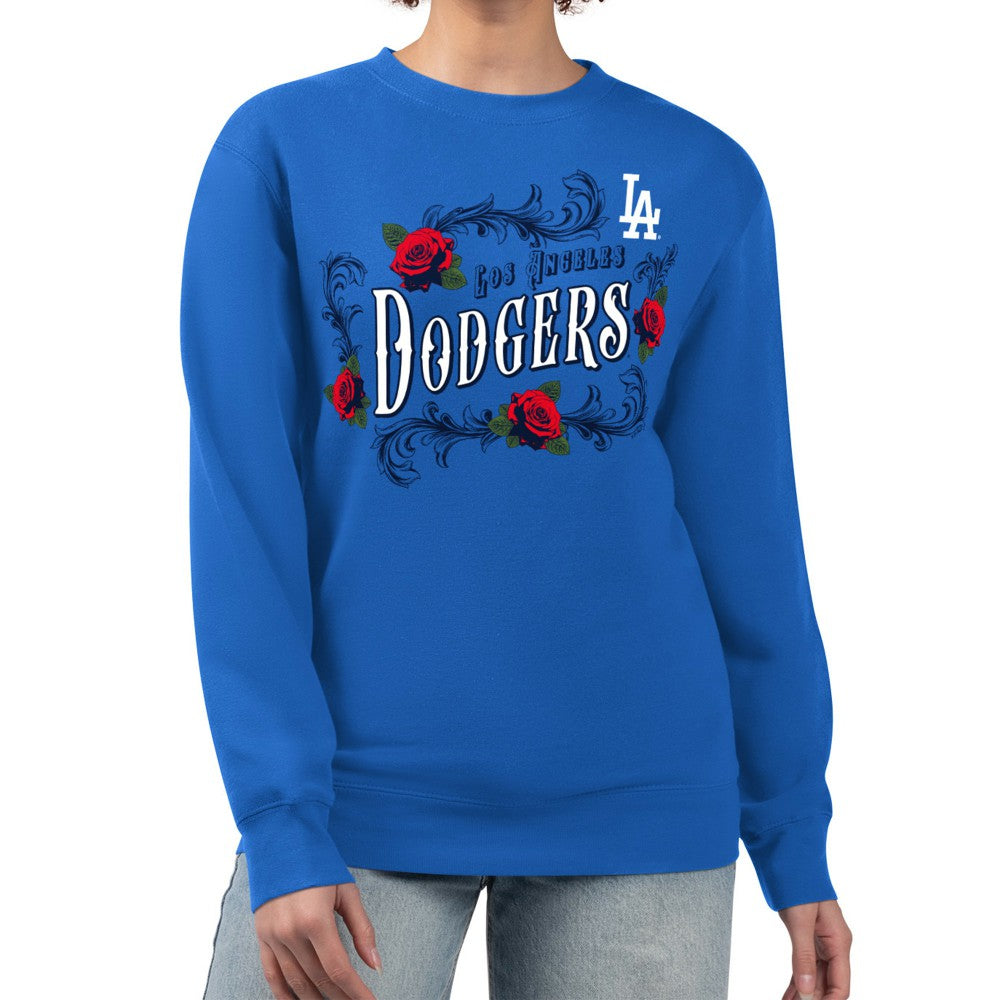 Los Angeles Dodgers G-III 4Her by Carl Banks Women's Retro Roses Fleece Pullover Sweatshirt - MLB Pullover