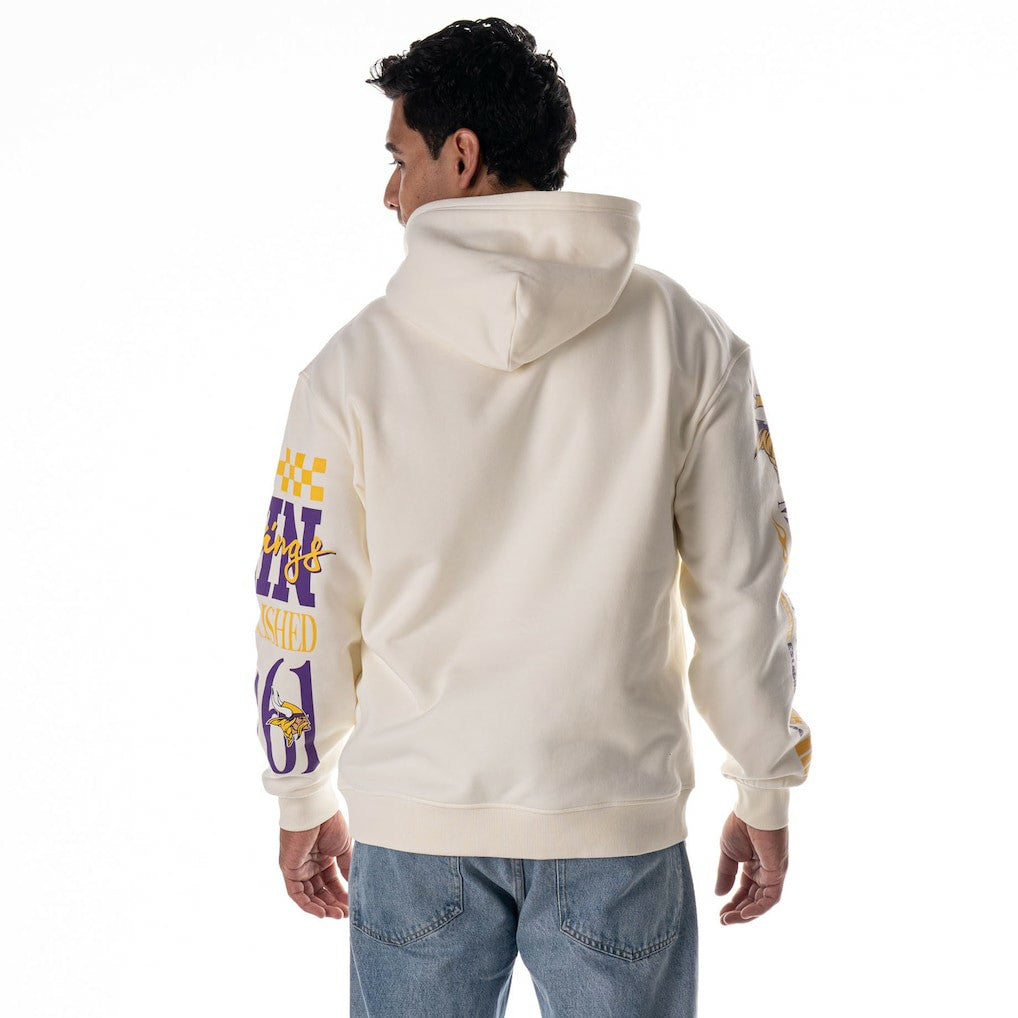 Minnesota Vikings The Wild Collective Unisex Stacked Graphic Sleeve Fleece Hoodie | NFL New