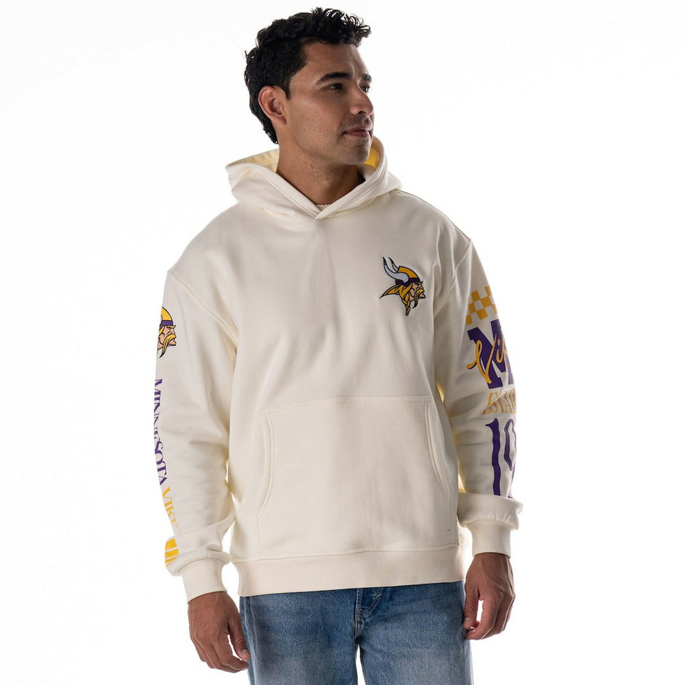 Minnesota Vikings The Wild Collective Unisex Stacked Graphic Sleeve Fleece Hoodie | NFL New