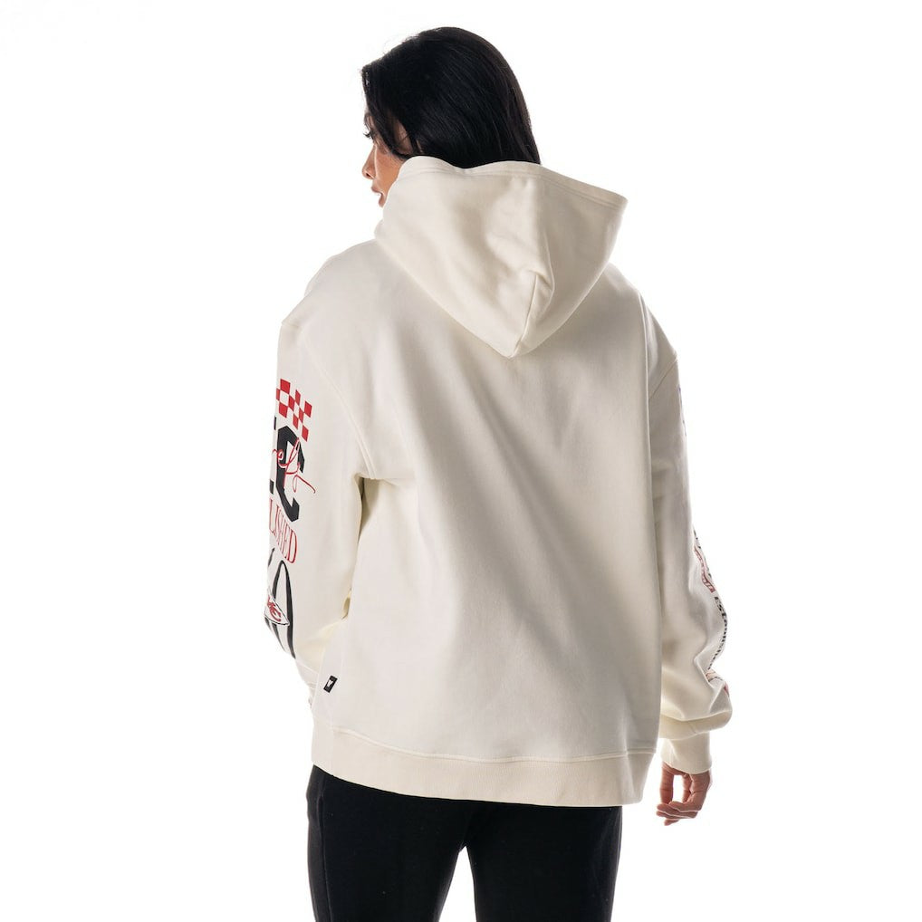 Kansas City Chiefs The Wild Collective Unisex Stacked Graphic Sleeve Fleece Hoodie | NFL Discount