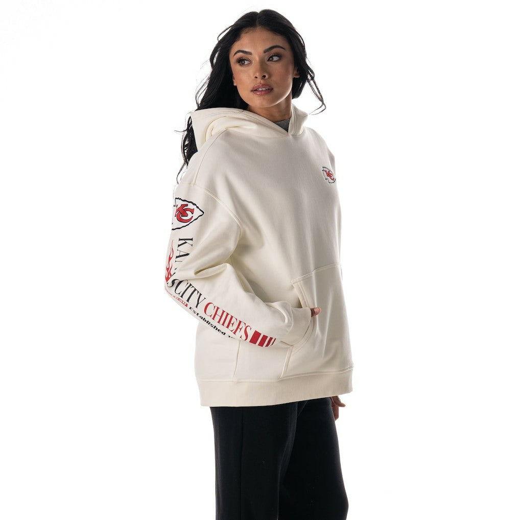 Kansas City Chiefs The Wild Collective Unisex Stacked Graphic Sleeve Fleece Hoodie | NFL Discount