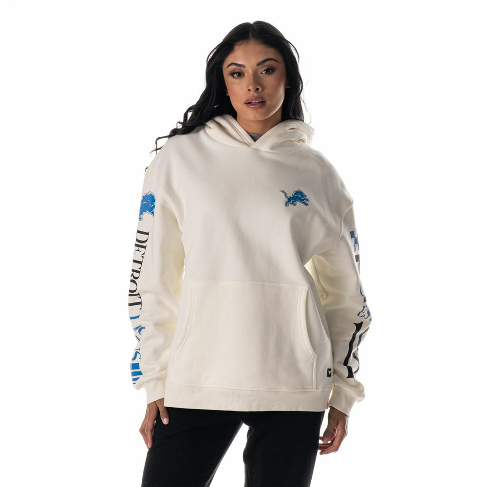 Detroit Lions The Wild Collective Unisex Stacked Graphic Sleeve Fleece Hoodie | NFL Discount