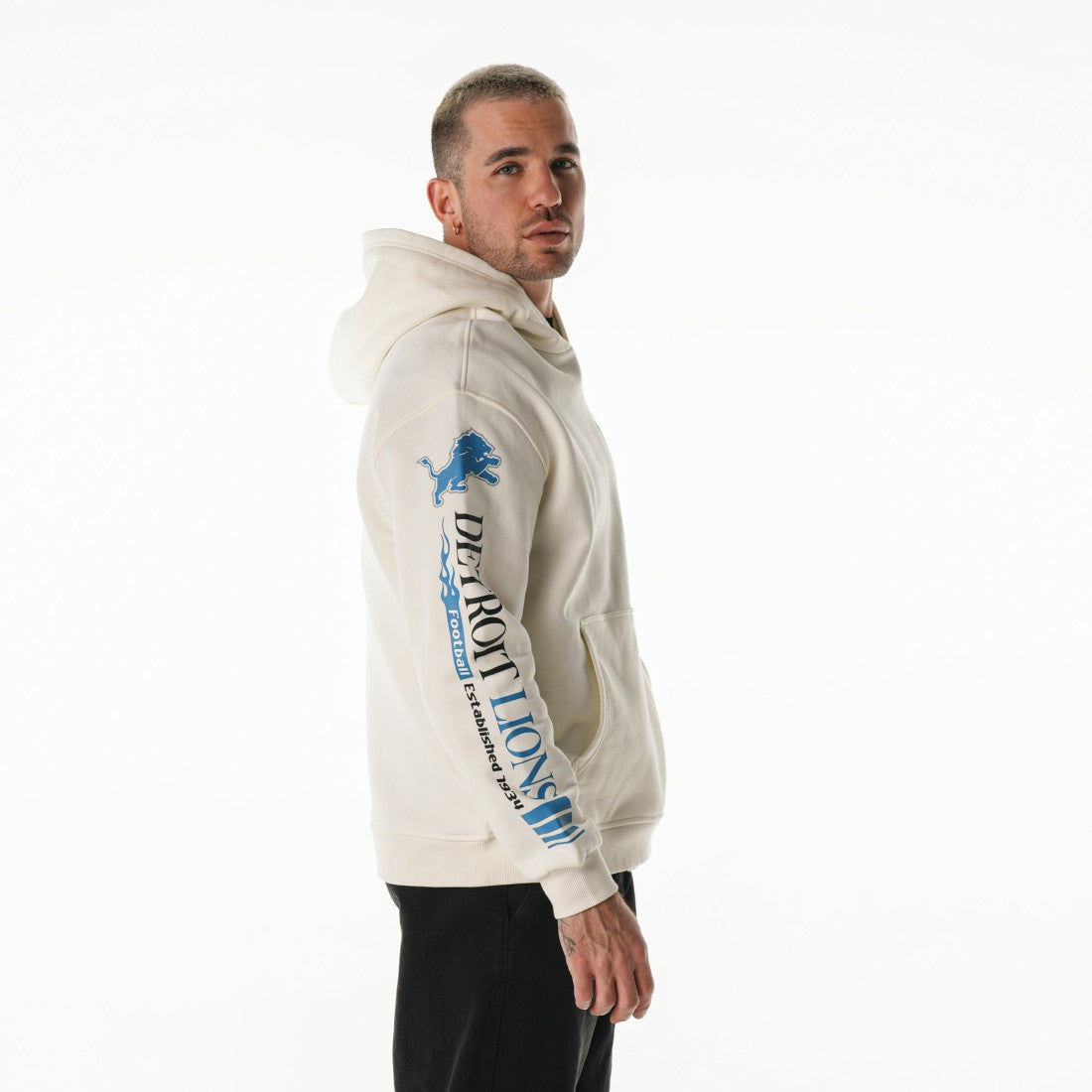 Detroit Lions The Wild Collective Unisex Stacked Graphic Sleeve Fleece Hoodie | NFL Discount