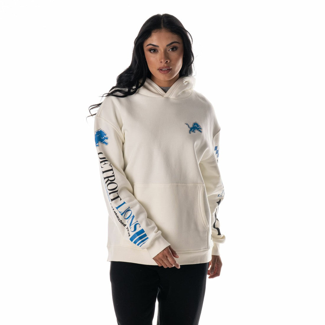 Detroit Lions The Wild Collective Unisex Stacked Graphic Sleeve Fleece Hoodie | NFL Discount