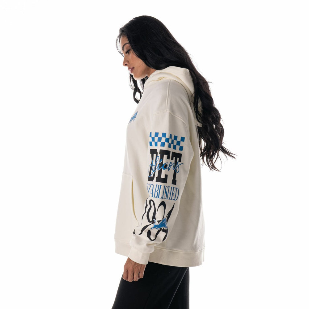 Detroit Lions The Wild Collective Unisex Stacked Graphic Sleeve Fleece Hoodie | NFL Discount
