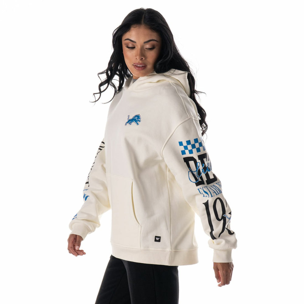 Detroit Lions The Wild Collective Unisex Stacked Graphic Sleeve Fleece Hoodie | NFL Discount