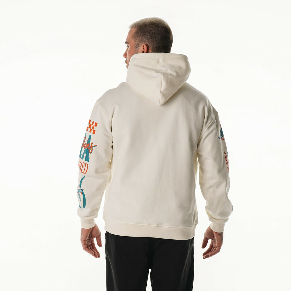 Miami Dolphins The Wild Collective Unisex Stacked Graphic Sleeve Fleece Hoodie | NFL Sale