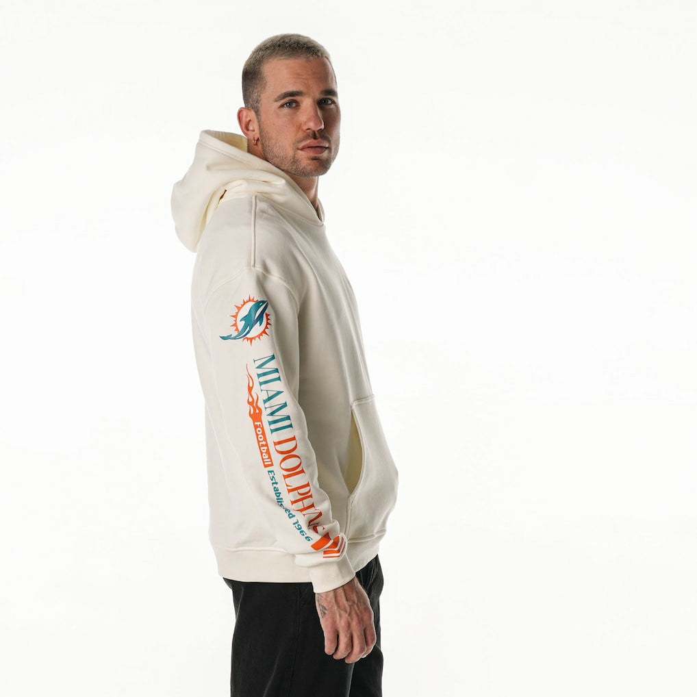 Miami Dolphins The Wild Collective Unisex Stacked Graphic Sleeve Fleece Hoodie | NFL Sale