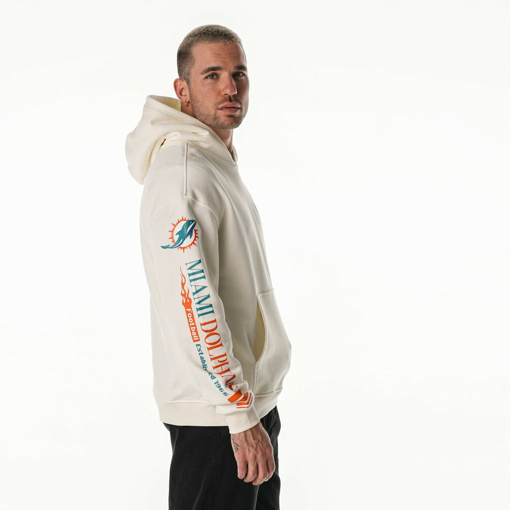Miami Dolphins The Wild Collective Unisex Stacked Graphic Sleeve Fleece Hoodie | NFL Sale