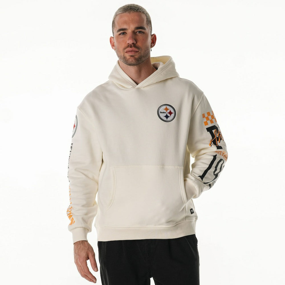 Pittsburgh Steelers The Wild Collective Unisex Stacked Graphic Sleeve Fleece Hoodie | NFL Outlet