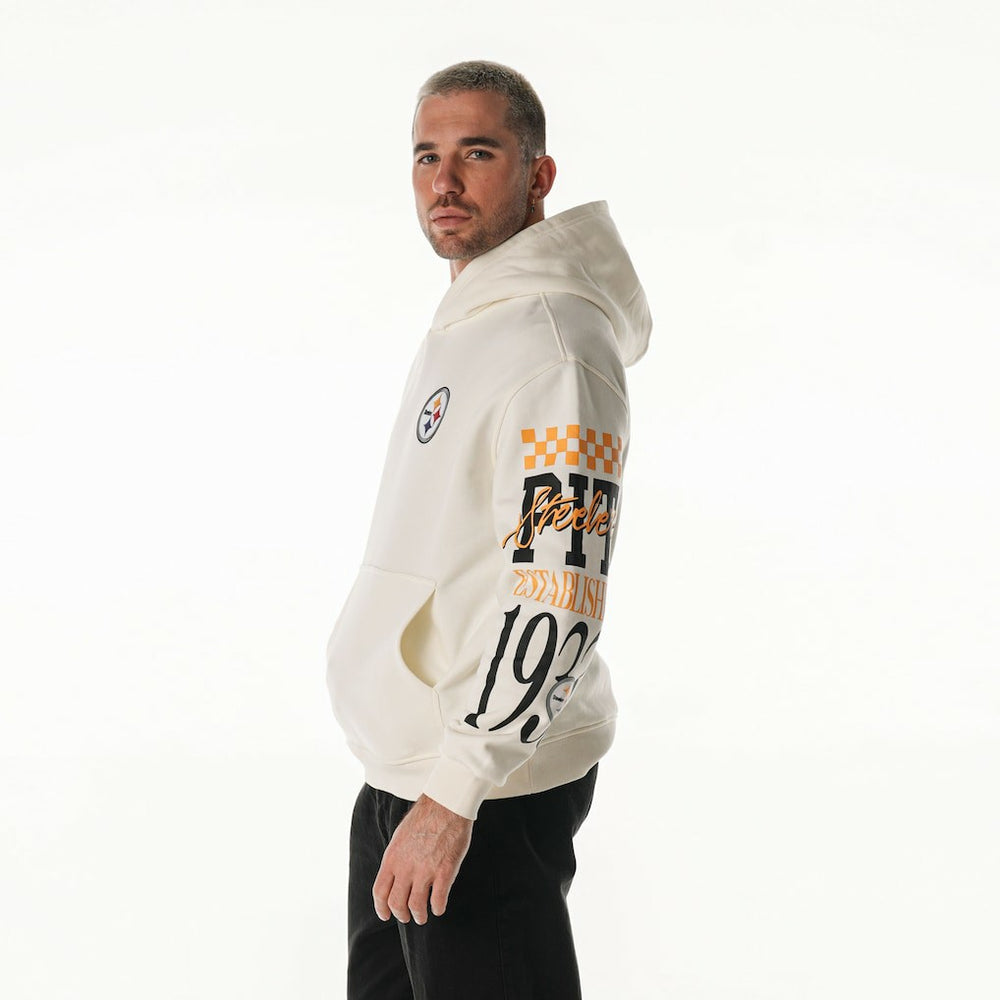 Pittsburgh Steelers The Wild Collective Unisex Stacked Graphic Sleeve Fleece Hoodie | NFL Outlet