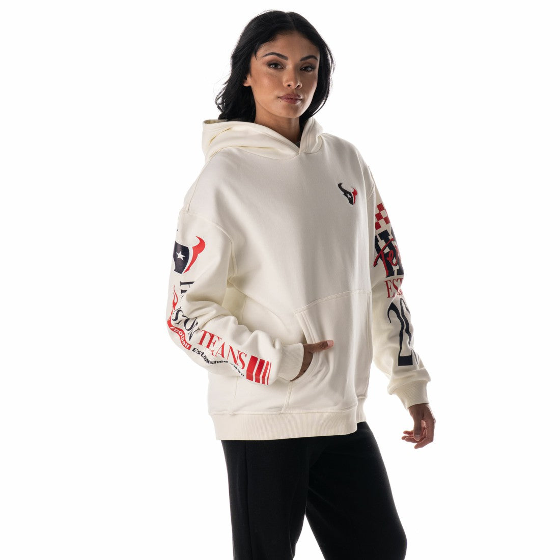 Houston Texans The Wild Collective Unisex Stacked Graphic Sleeve Fleece Hoodie | NFL Near me