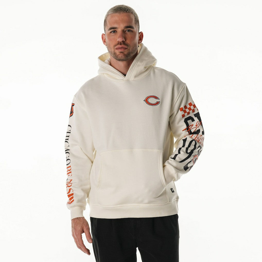 Chicago Bears The Wild Collective Unisex Stacked Graphic Sleeve Fleece Hoodie | NFL US