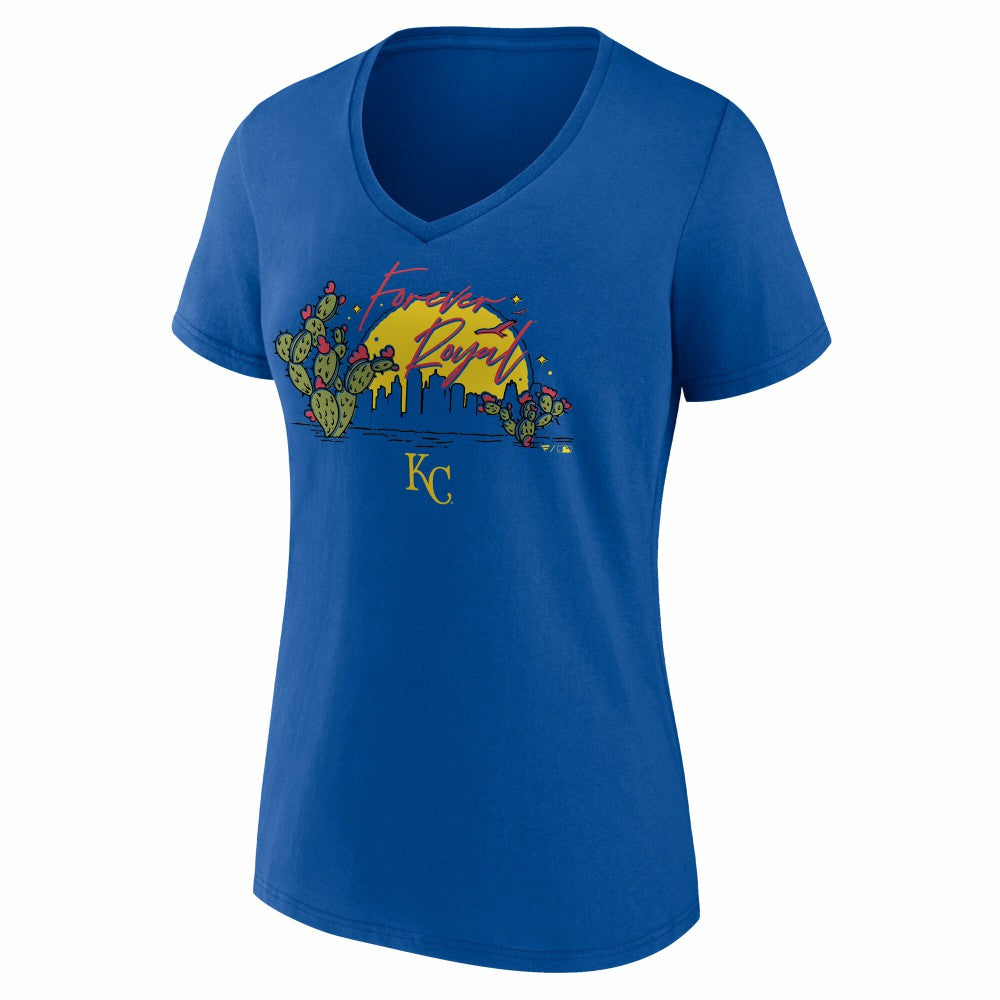 Kansas City Royals Women's Forever Royal Cactus V-Neck T-Shirt - MLB T-shirts