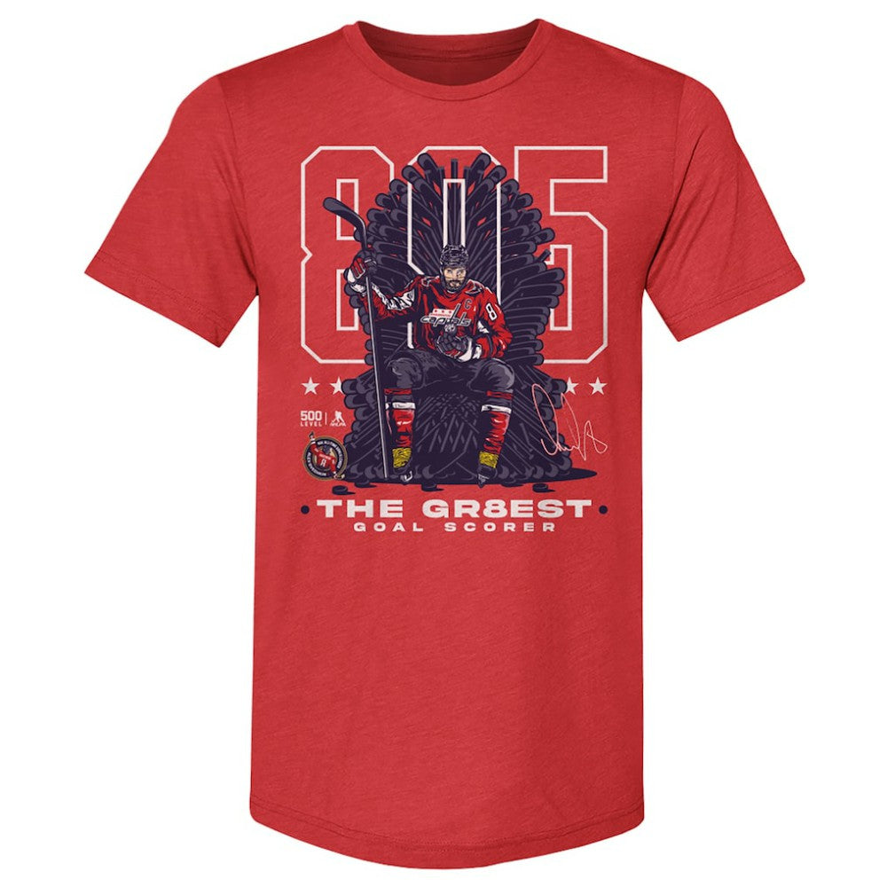 Alexander Ovechkin Washington Capitals 500 Level NHL All-Time Leading Goal Scorer Tri-Blend Throne T-Shirt -  NHL T-shirts
