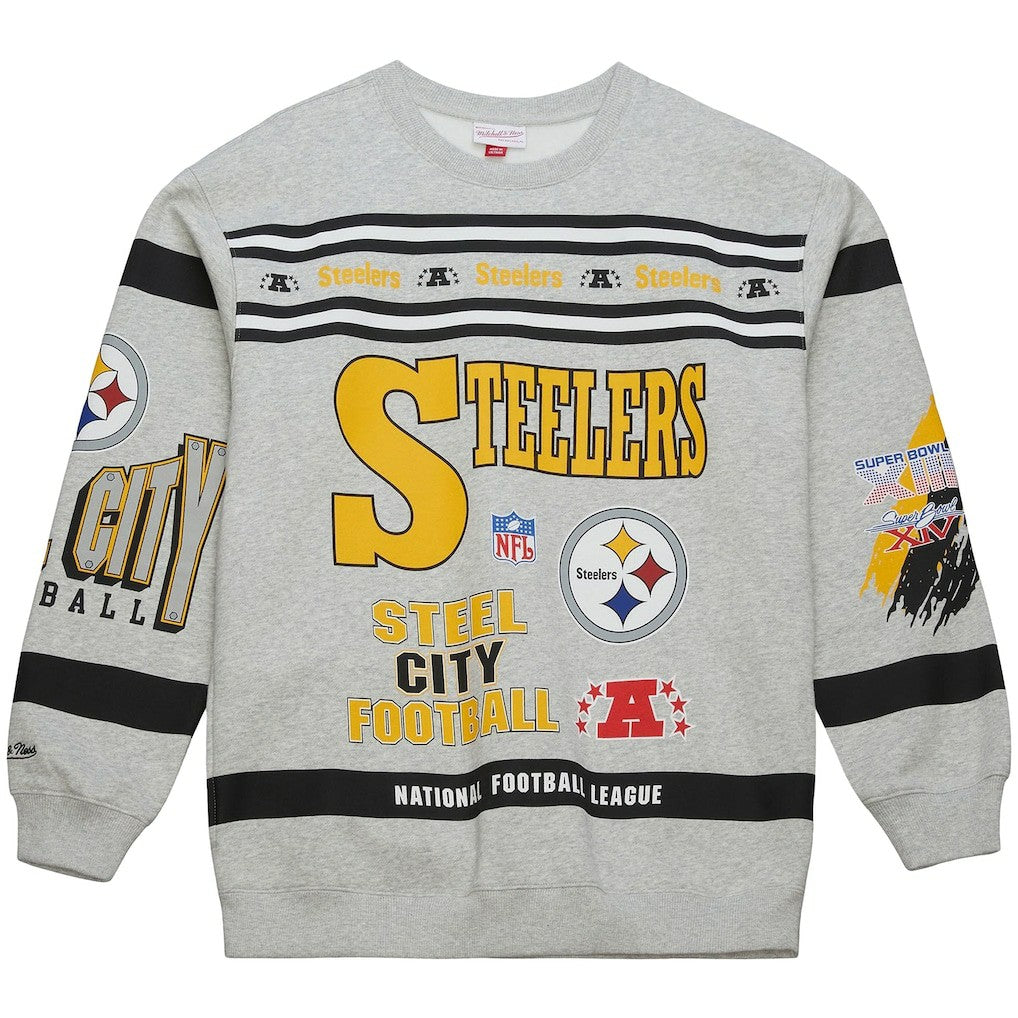 Pittsburgh Steelers All Over Print Vintage Fleece Crewneck Sweatshirt | NFL Outlet