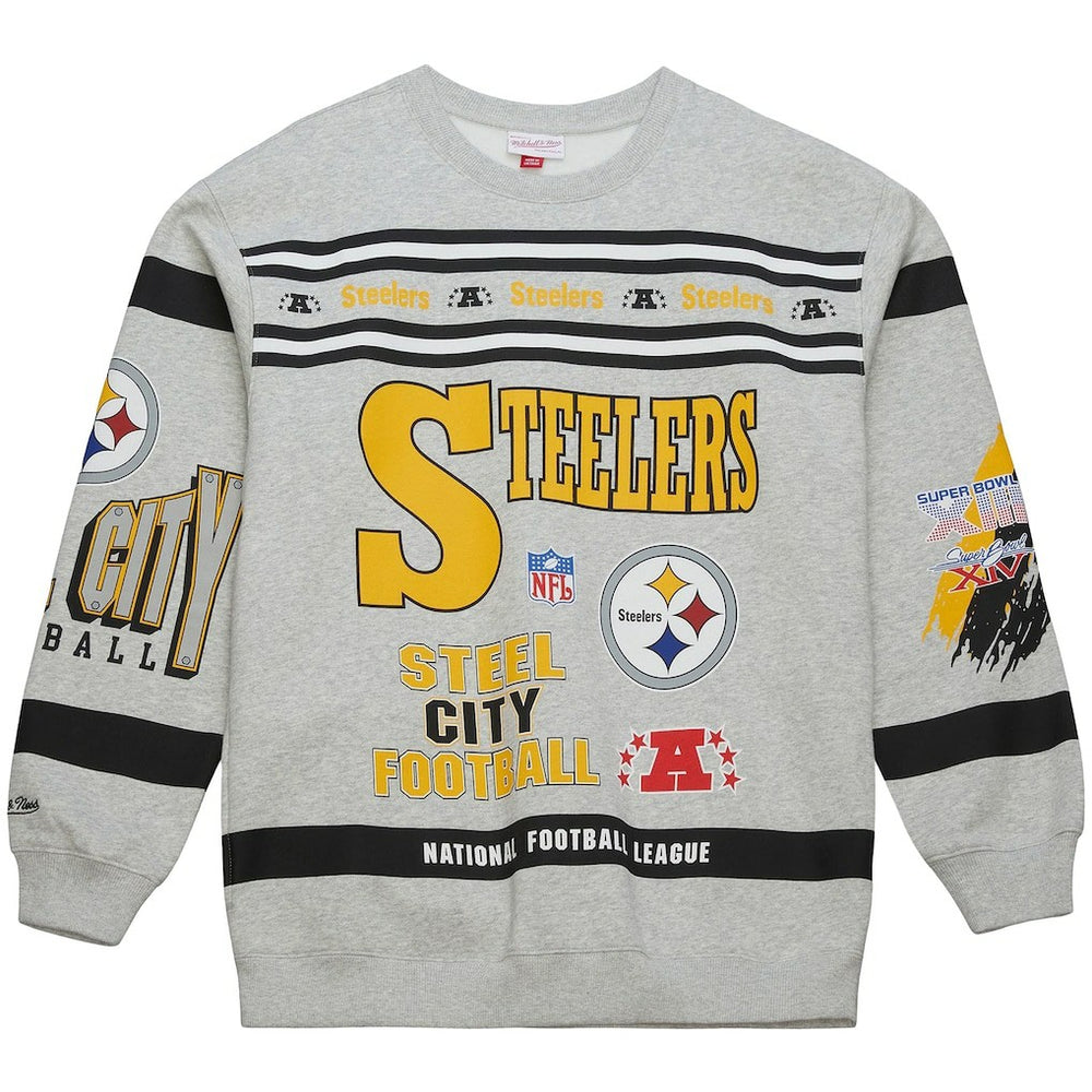 Pittsburgh Steelers All Over Print Vintage Fleece Crewneck Sweatshirt | NFL Outlet