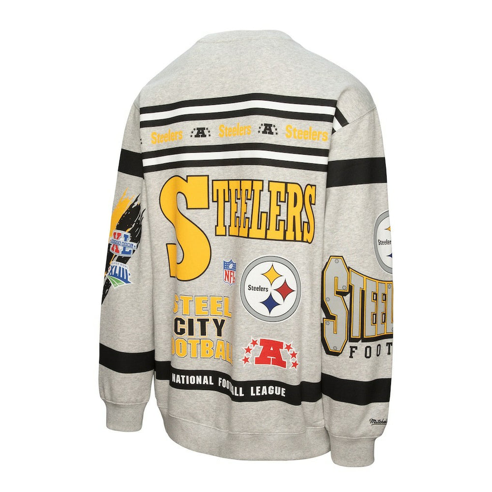 Pittsburgh Steelers All Over Print Vintage Fleece Crewneck Sweatshirt | NFL Outlet