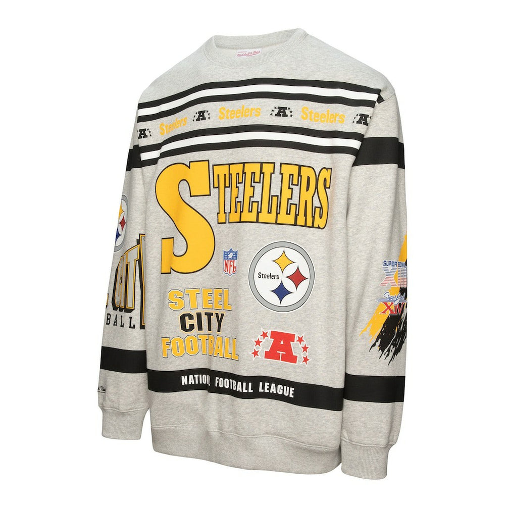 Pittsburgh Steelers All Over Print Vintage Fleece Crewneck Sweatshirt | NFL Outlet