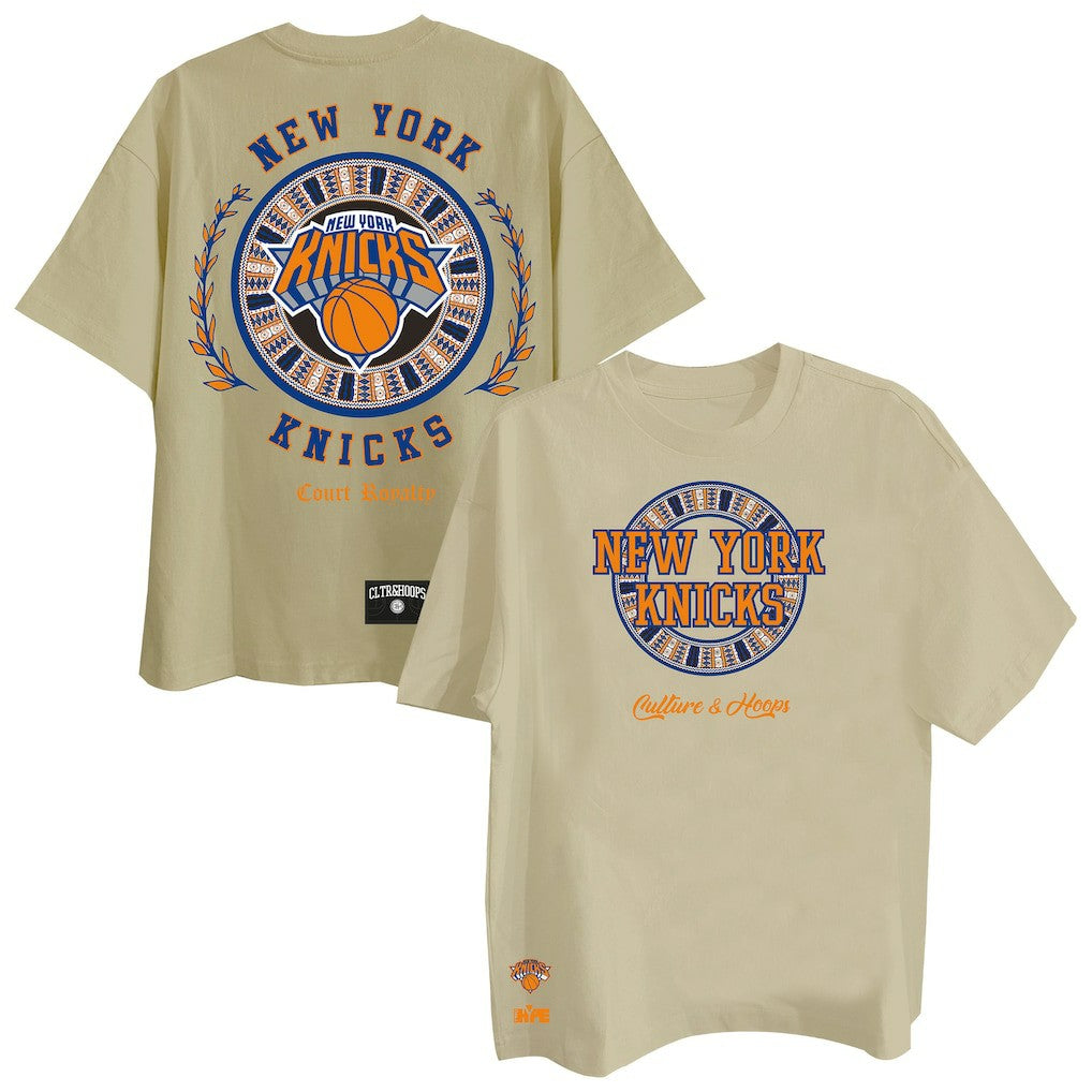 Khaki New York Knicks Two Hype Worldwide Collection Premium T-Shirt | NBA