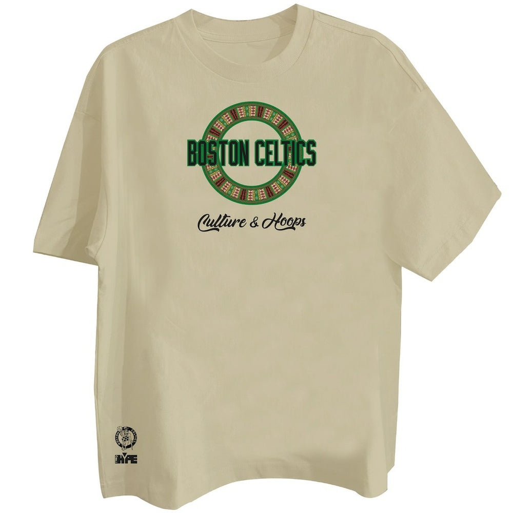 Khaki Boston Celtics Two Hype Worldwide Collection Premium T-Shirt | NBA