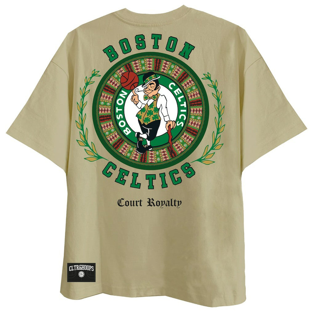 Khaki Boston Celtics Two Hype Worldwide Collection Premium T-Shirt | NBA
