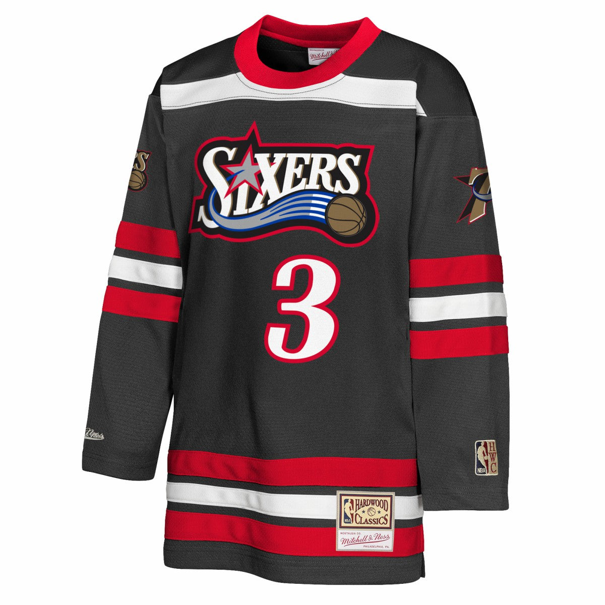 Black Allen Iverson Philadelphia 76ers Youth Maxxed Out 2.0 Fashion Hockey Jersey | NBA