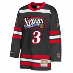 Black Allen Iverson Philadelphia 76ers Youth Maxxed Out 2.0 Fashion Hockey Jersey | NBA