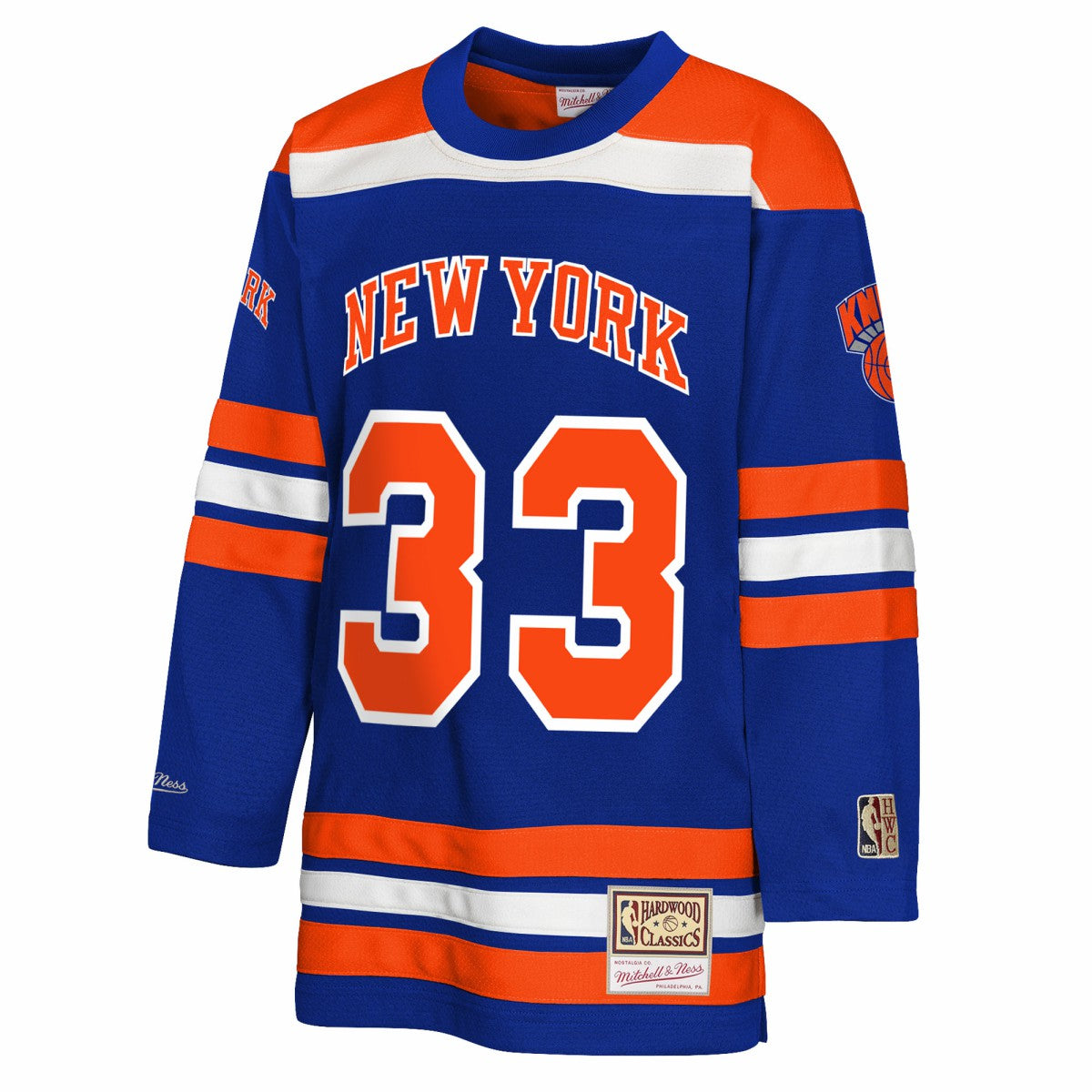 Blue Patrick Ewing New York Knicks Youth Maxxed Out 2.0 Fashion Hockey Jersey | NBA
