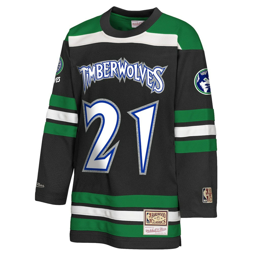 Black Kevin Garnett Minnesota Timberwolves Youth Maxxed Out 2.0 Fashion Hockey Jersey | NBA