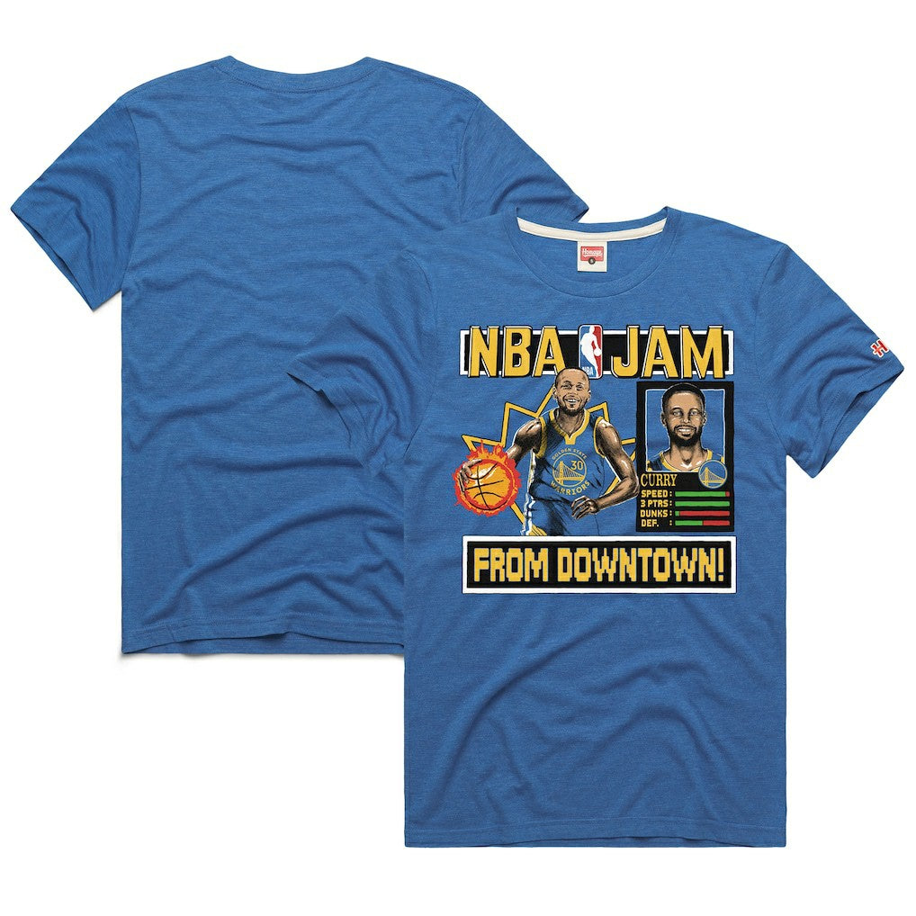 Royal Stephen Curry Golden State Warriors Homage Unisex NBA Jam Tri-Blend T-Shirt sale | NBA