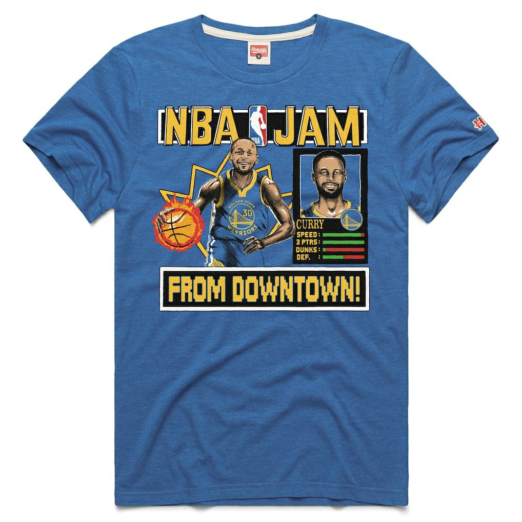 Royal Stephen Curry Golden State Warriors Homage Unisex NBA Jam Tri-Blend T-Shirt sale | NBA