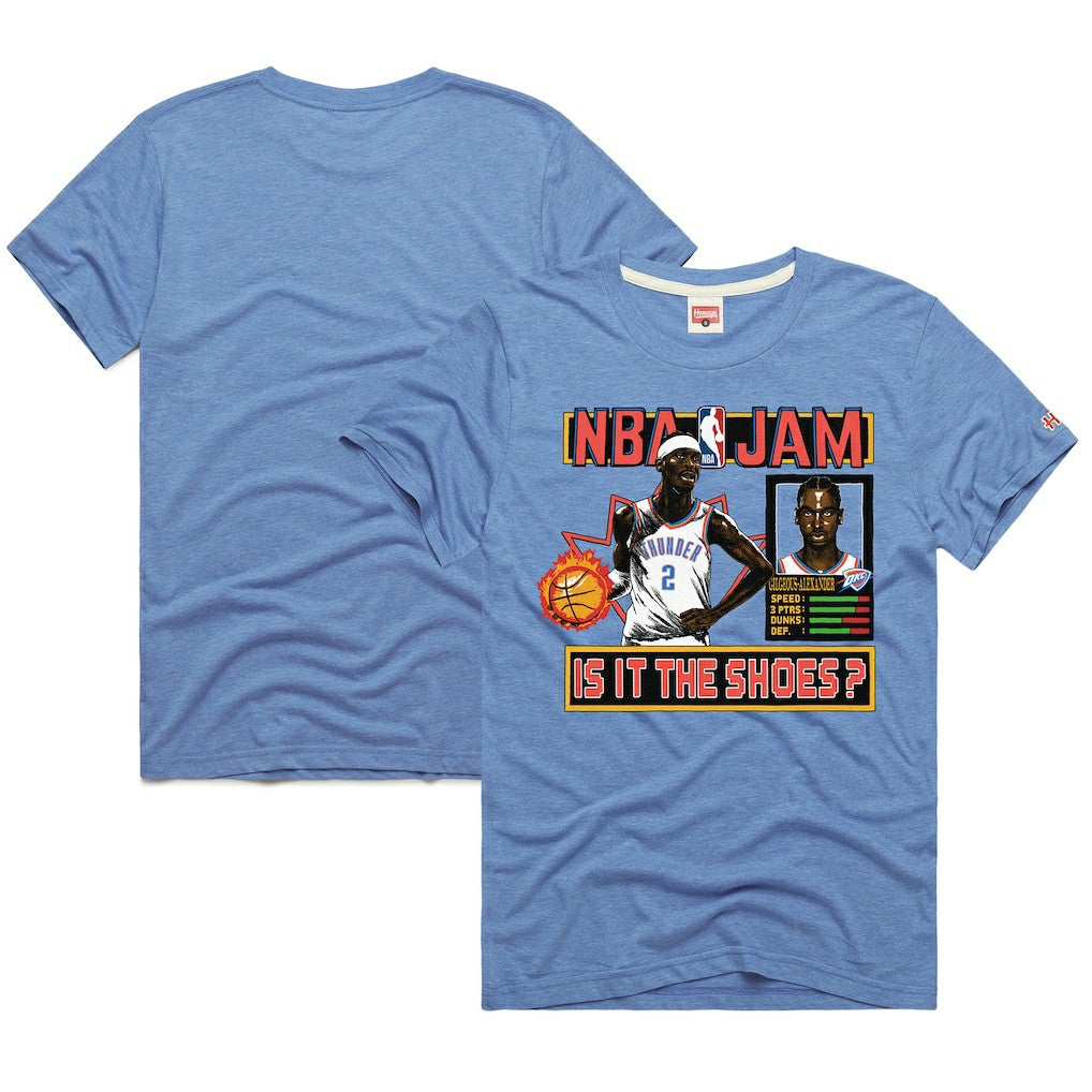 Light Blue Shai Gilgeous-Alexander Oklahoma City Thunder Homage Unisex NBA Jam Tri-Blend T-Shirt | NBA