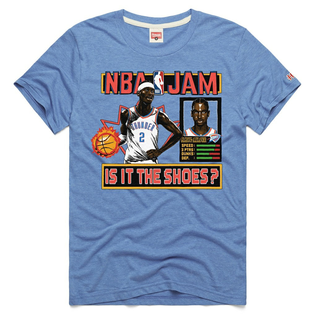 Light Blue Shai Gilgeous-Alexander Oklahoma City Thunder Homage Unisex NBA Jam Tri-Blend T-Shirt | NBA