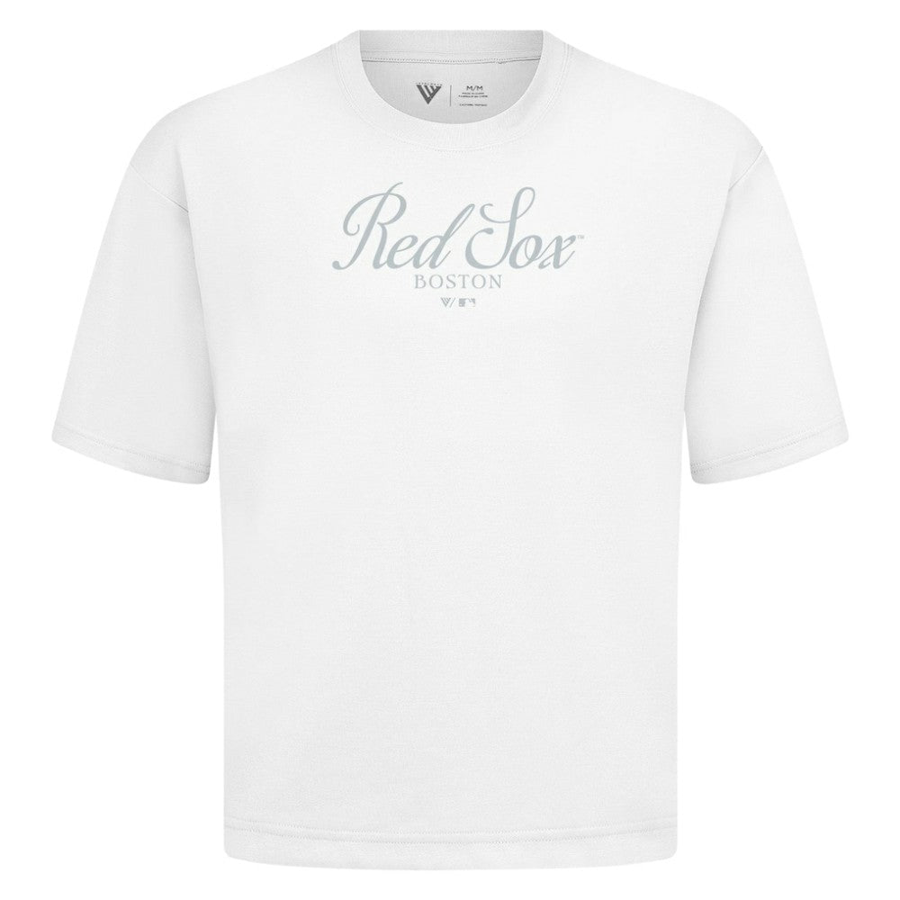 Boston Red Sox Levelwear Ethereal Oversized Luxe Signature Knit T-Shirt - MLB T-shirts