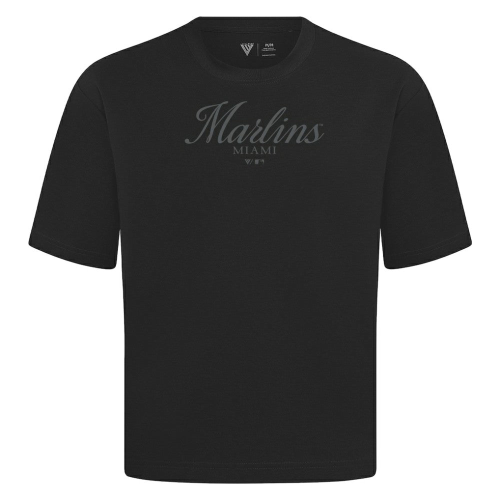 Miami Marlins Levelwear Ethereal Oversized Luxe Signature Knit T-Shirt - MLB T-shirts
