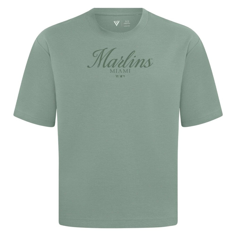 Miami Marlins Levelwear Ethereal Oversized Luxe Signature Knit T-Shirt - MLB T-shirts