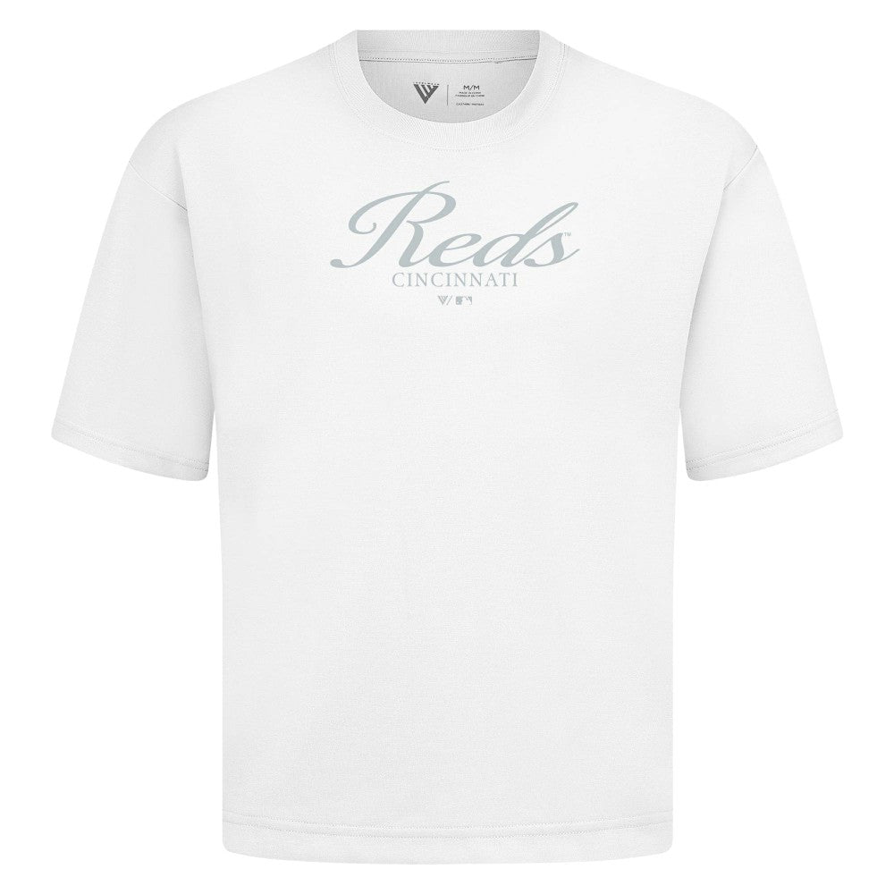 Cincinnati Reds Levelwear Ethereal Oversized Luxe Signature Knit T-Shirt - MLB T-shirts