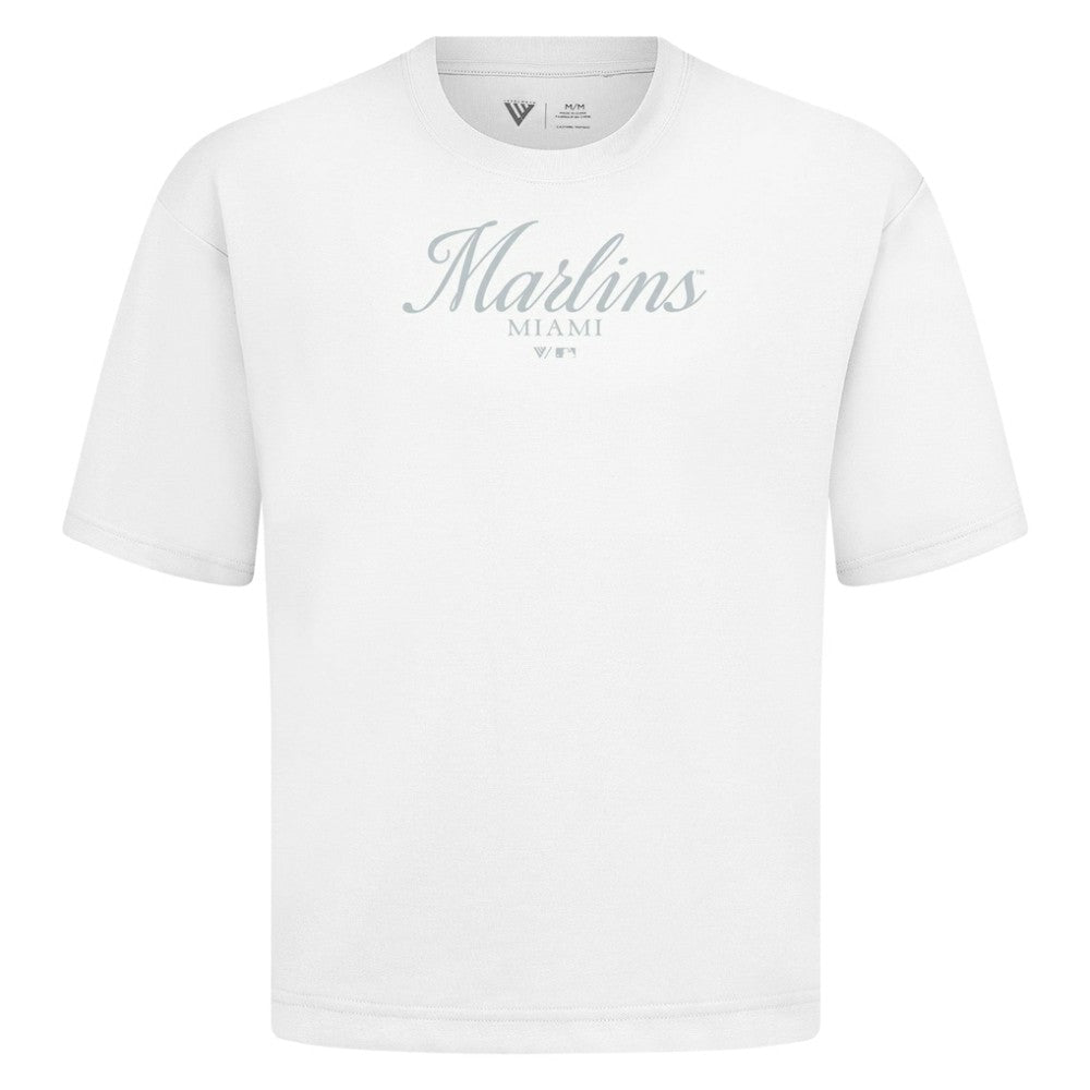 Miami Marlins Levelwear Ethereal Oversized Luxe Signature Knit T-Shirt - MLB T-shirts