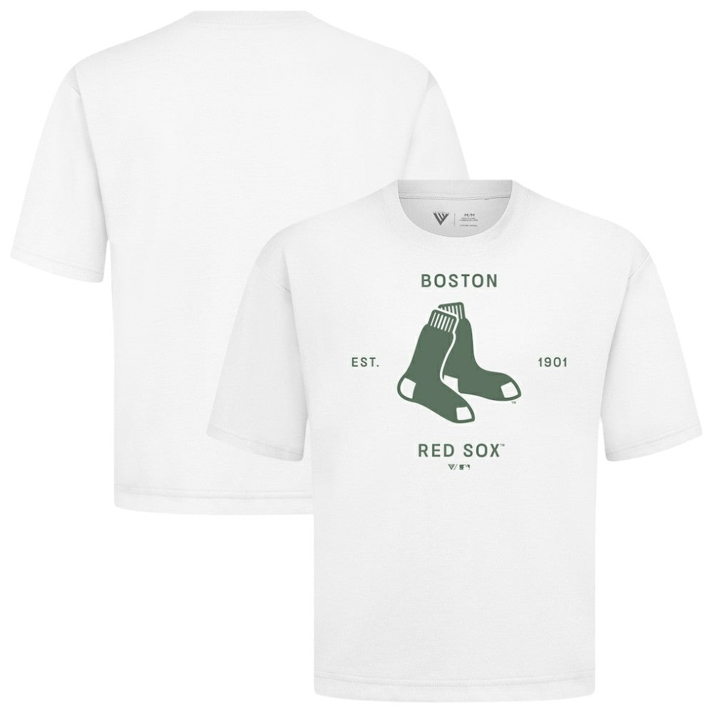Boston Red Sox Levelwear Crossway Oversized Luxe Signature Knit T-Shirt - MLB T-shirts