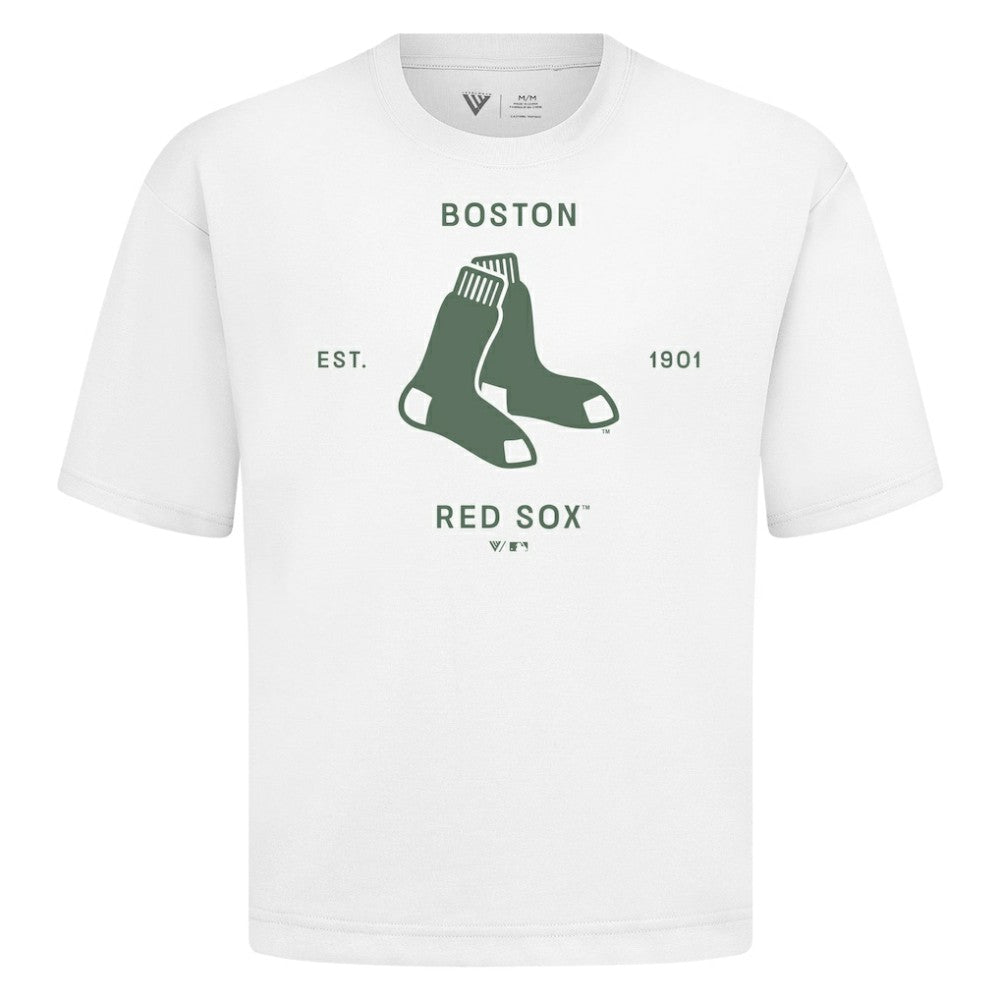 Boston Red Sox Levelwear Crossway Oversized Luxe Signature Knit T-Shirt - MLB T-shirts