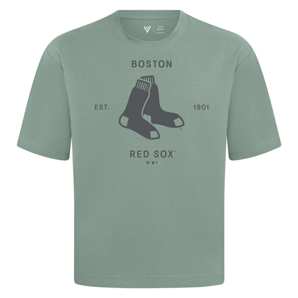Boston Red Sox Levelwear Crossway Oversized Luxe Signature Knit T-Shirt - MLB T-shirts