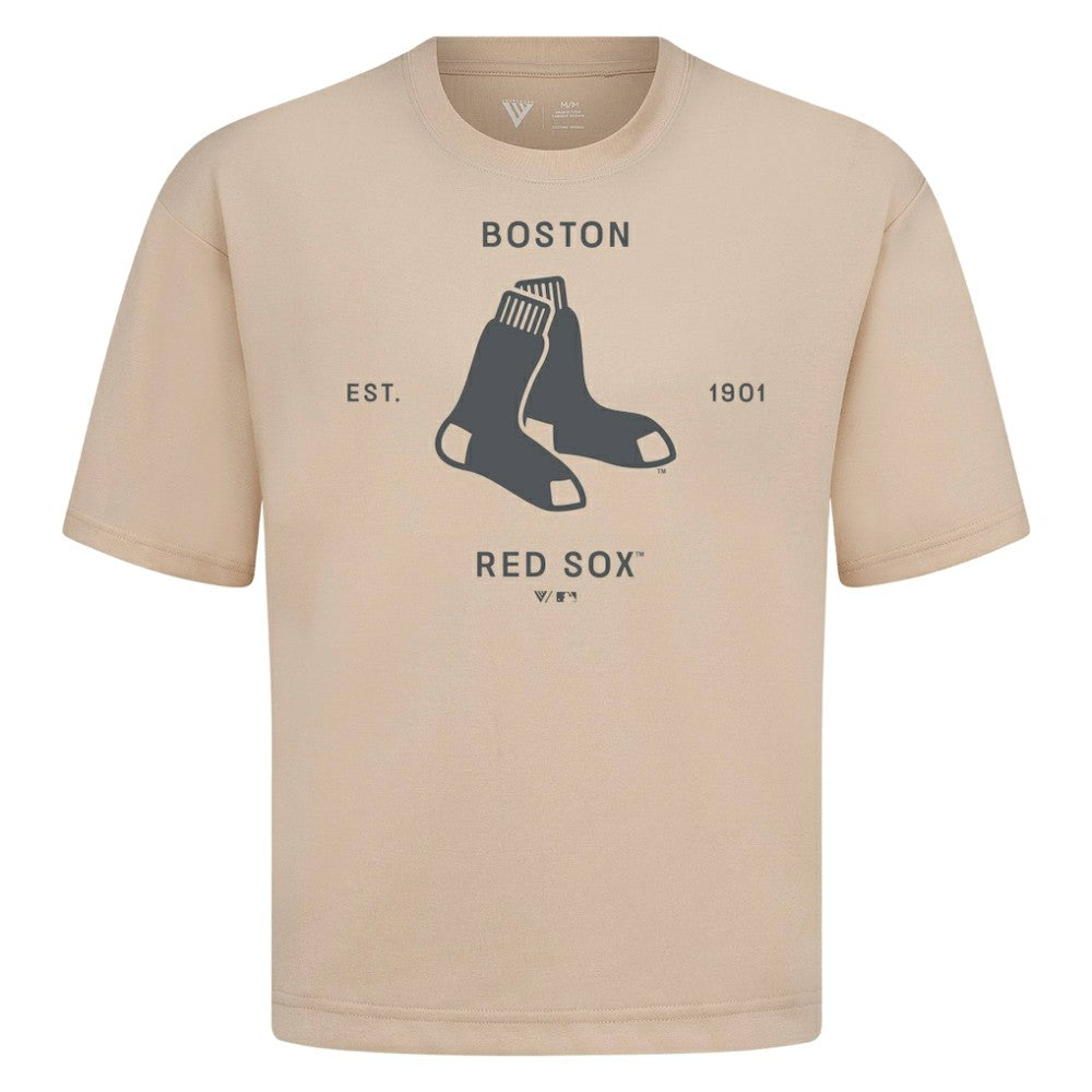 Boston Red Sox Levelwear Crossway Oversized Luxe Signature Knit T-Shirt - MLB T-shirts