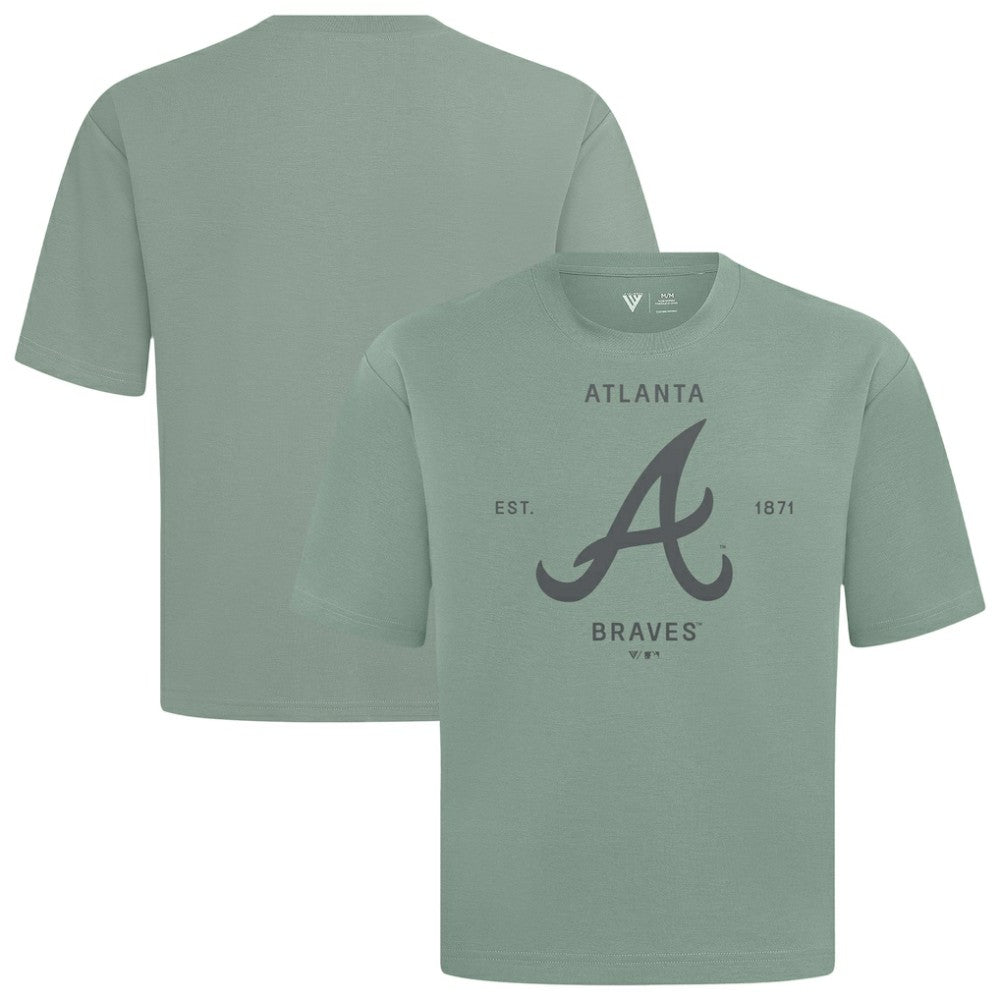Atlanta Braves Levelwear Crossway Oversized Luxe Signature Knit T-Shirt - MLB T-shirts