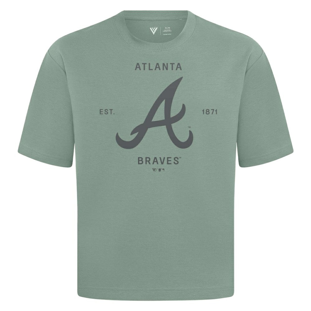 Atlanta Braves Levelwear Crossway Oversized Luxe Signature Knit T-Shirt - MLB T-shirts