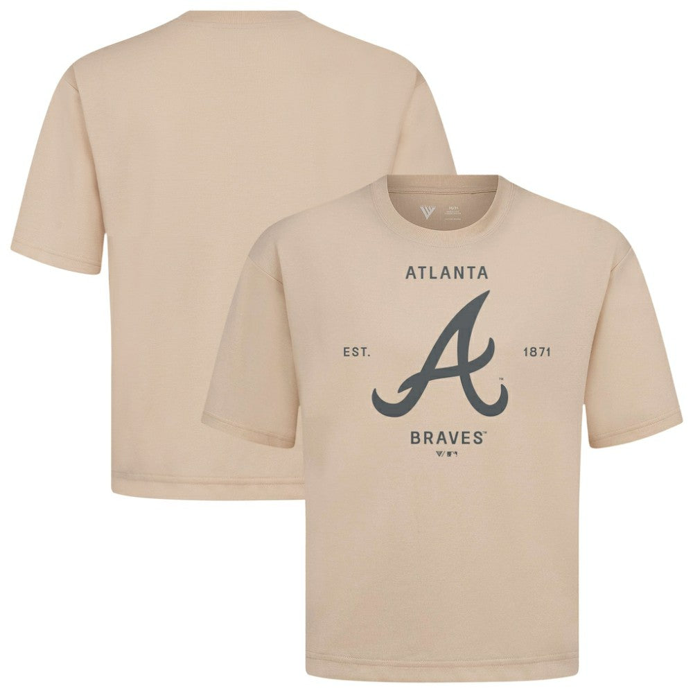Atlanta Braves Levelwear Crossway Oversized Luxe Signature Knit T-Shirt - MLB T-shirts