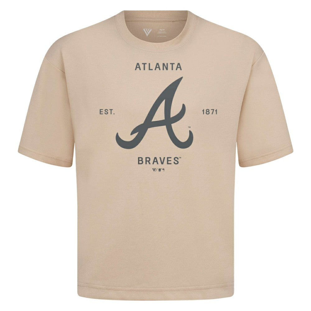 Atlanta Braves Levelwear Crossway Oversized Luxe Signature Knit T-Shirt - MLB T-shirts