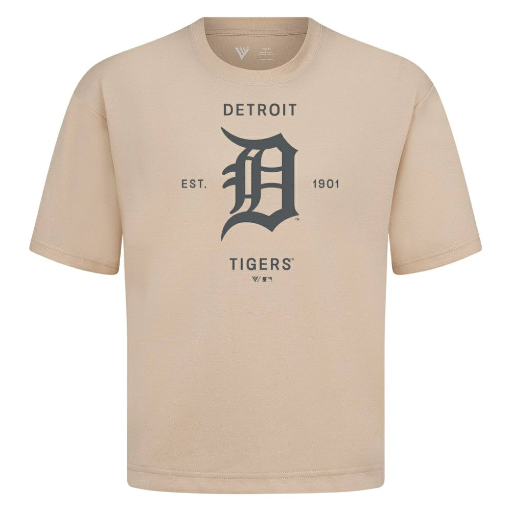 Detroit Tigers Levelwear Crossway Oversized Luxe Signature Knit T-Shirt - MLB T-shirts