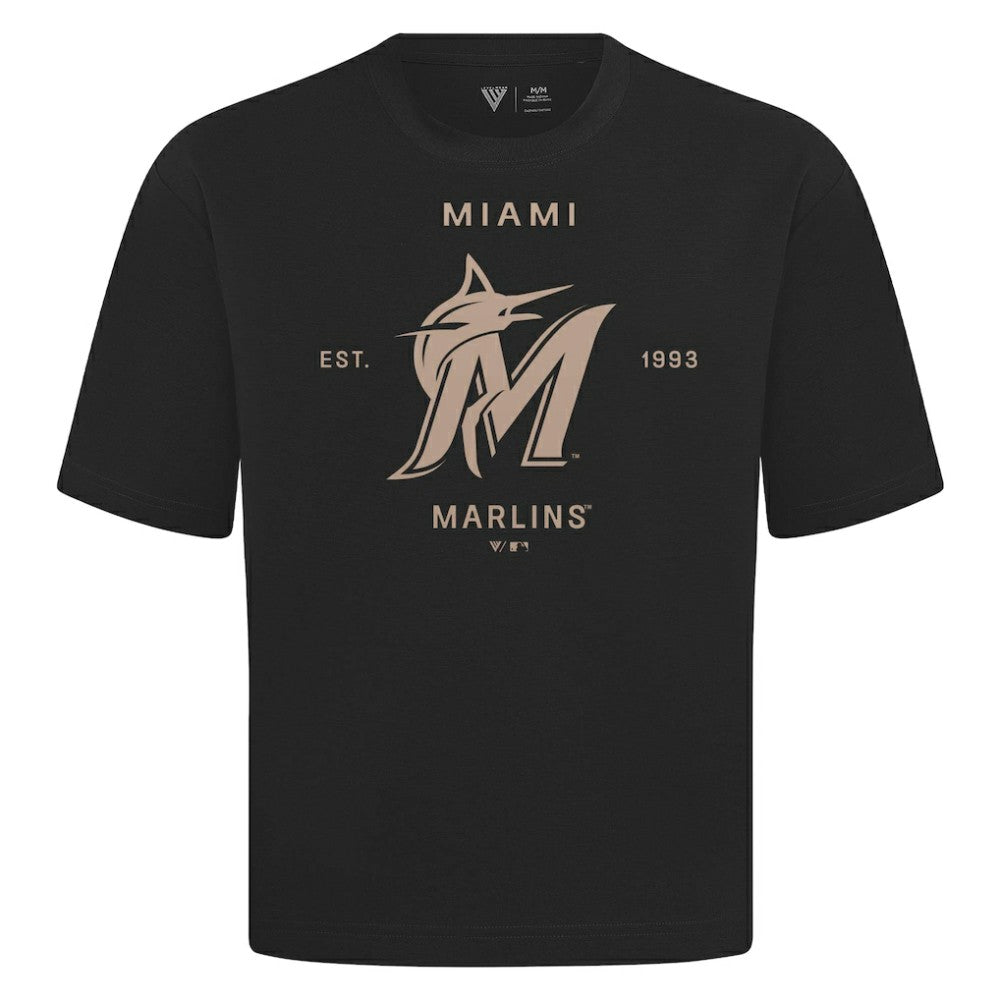 Miami Marlins Levelwear Crossway Oversized Luxe Signature Knit T-Shirt - MLB T-shirts
